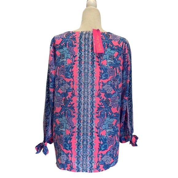 NEW LILLY PULITZER pamala lileeze top in soleil pink palm paradise - Picture 8 of 10